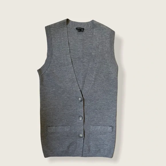 Theory Grey Merino Wool Long Vest size Small - Picture 1 of 13